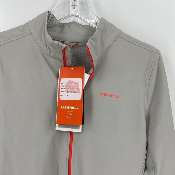 Merrell Quest Jacket Womens Size S Protect Light Gray Coral Full Zip Softshell - Picture 2 of 12